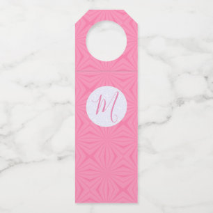 Colgador Para Botellas Cuadrados ondulados rosados personalizados con ini