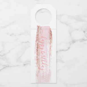Colgador Para Botellas Cumpleaños con pincelada de purpurina rosa