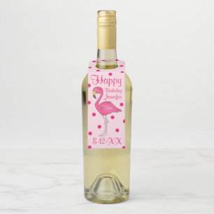 Colgador Para Botellas Cumpleaños Feliz Favor de Pájaro Flamenco de Lunar