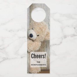 Colgador Para Botellas Cute oso de peluche pared de madera rústica