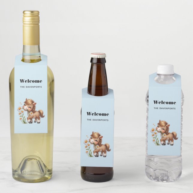 Colgador Para Botellas Cute Pony Eating Daisies (In situ)