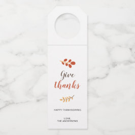 Colgador Para Botellas Dar las gracias guión de acción de gracias - Caída