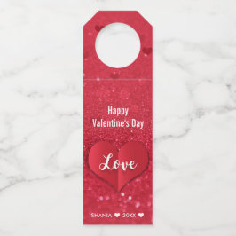 Colgador Para Botellas Día de San Valentín Corazón de Amor Purpurina Roja