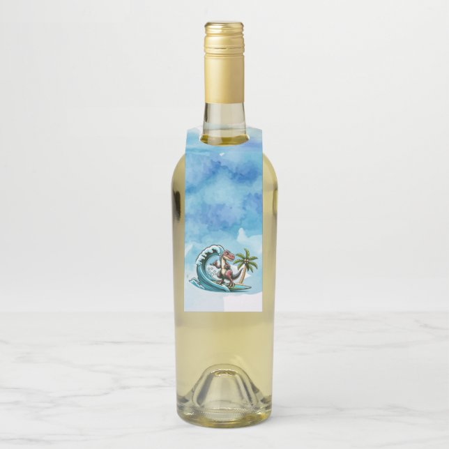 Colgador Para Botellas Dinosaurio tropical de surf (En botella)