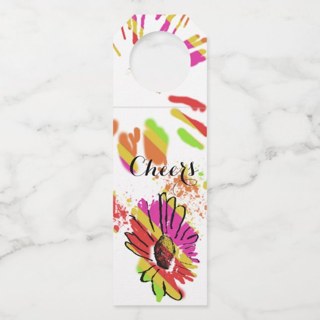Colgador Para Botellas Diseño de Rayas Daisy Arcoíris (Anverso)