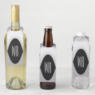 Colgador Para Botellas Diseño Monogramado Moderno Negro y Blanco con Clas