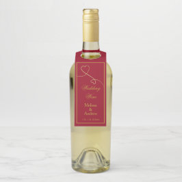 Colgador Para Botellas Dos Corazones de Oro Elegantes | Boda Roja