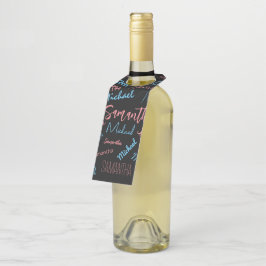 Colgador Para Botellas Dos nombres parejas patrón monograma azul claro ro