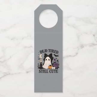 Colgador Para Botellas Dulce Fantasma Coquette de Halloween con Lazo