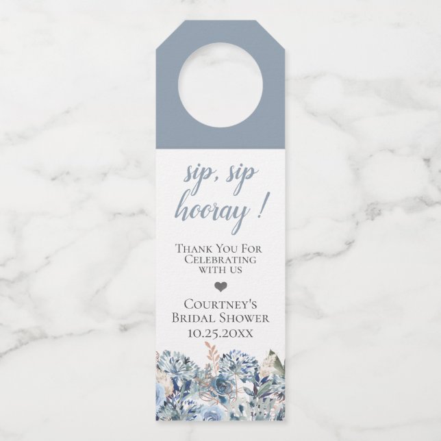 Colgador Para Botellas Dusty Blue Golden Botanical (Anverso)