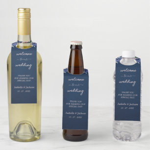 Colgador Para Botellas Dusty Blue Navy Champagne Boda de Marfil