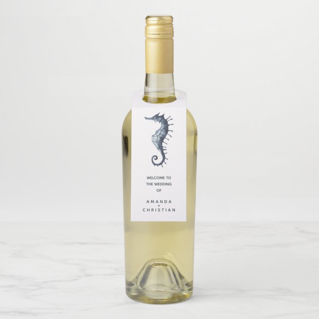 Colgador Para Botellas El Caballito de Mar Azul | BIENVENIDA INVITADOS DE (En botella)