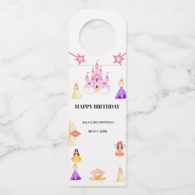 Colgador Para Botellas Elegant Princess Birthday Celebration (Anverso)
