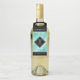 Colgador Para Botellas Elegante 11º Aniversario Boda Turquesa