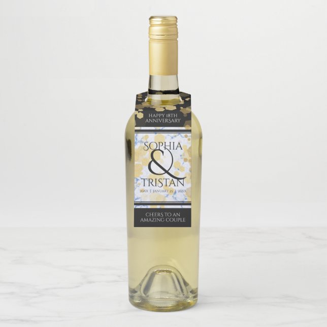 Colgador Para Botellas Elegante 18º Aniversario de Boda de Porcelana (En botella)