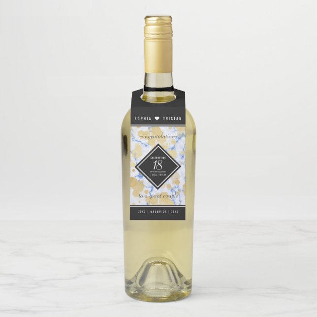 Colgador Para Botellas Elegante 18º Aniversario del Boda de Porcelana (En botella)