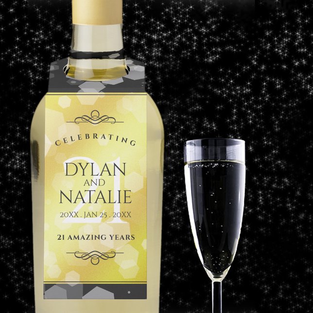 Colgador Para Botellas Elegante 21ª celebración del Aniversario del Boda  (Elegant 21st Brass Wedding Anniversary Bottle Hanger Cover Photo.)