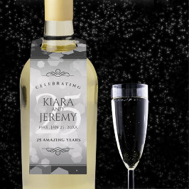 Colgador Para Botellas Elegante 25° aniversario Boda de Plata