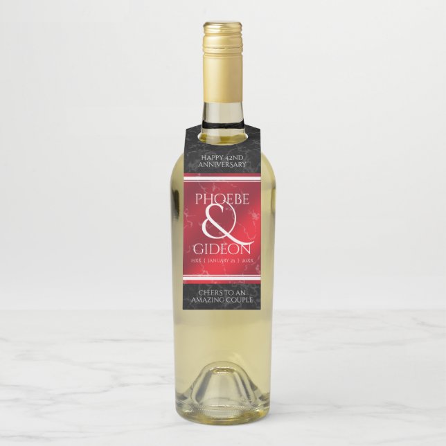 Colgador Para Botellas Elegante 42° Aniversario del Boda Jasper (En botella)