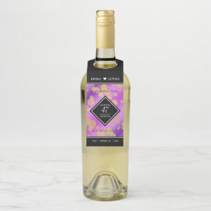 Colgador Para Botellas Elegante 47° Aniversario del Boda Ametista