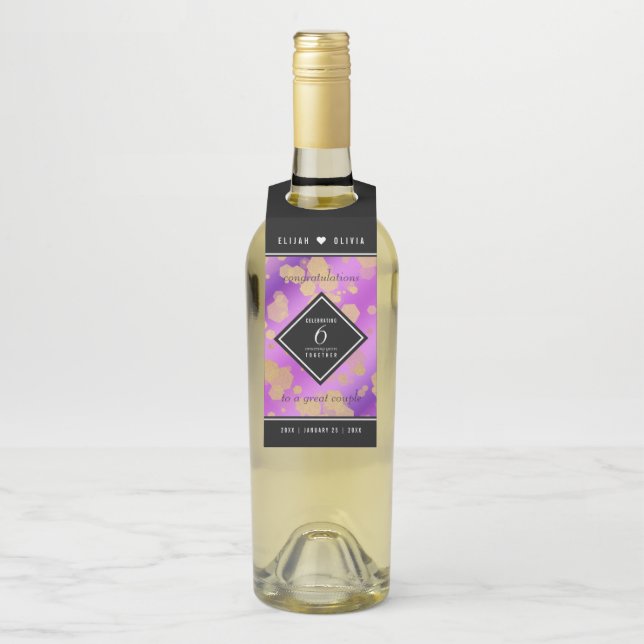 Colgador Para Botellas Elegante 6º Aniversario del Boda Ametista (En botella)