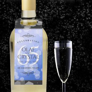 Colgador Para Botellas Elegante 65º Aniversario del Boda de Zafiro Azul