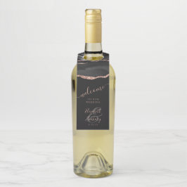 Colgador Para Botellas Elegante Ágata Rosa Dorada Oscura Boda Bienvenida
