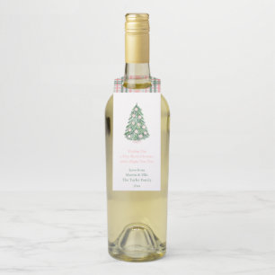Colgador Para Botellas Elegante árbol de Navidad rosa y verde Fiestas Nav