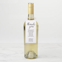 Colgador Para Botellas Elegante Boda Blanco y Negro Gracias
