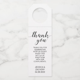 Colgador Para Botellas Elegante Boda Blanco y Negro Gracias