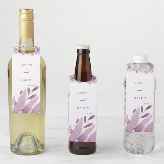 Colgador Para Botellas Elegante Boda de la Gran Hoja de Borgoña (In situ)