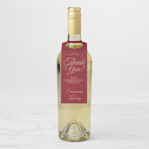 Colgador Para Botellas Elegante Crimson Red & Gold Boda Gracias