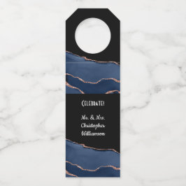 Colgador Para Botellas Elegante fiesta de la Boda de Oro Azul