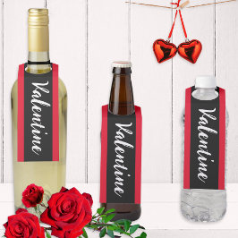 Colgador Para Botellas Elegante Minimalista Día de San Valentín Rojo Negr