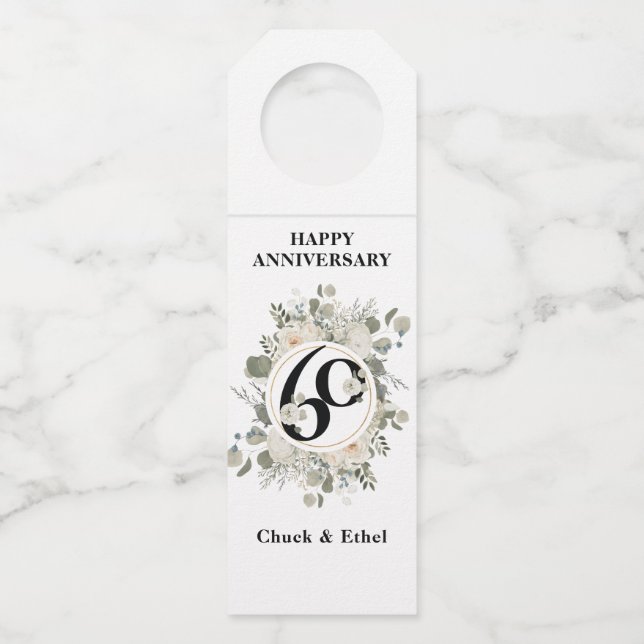 Colgador Para Botellas Elegante Pastel 60º ANIVERSARIO  (Anverso)