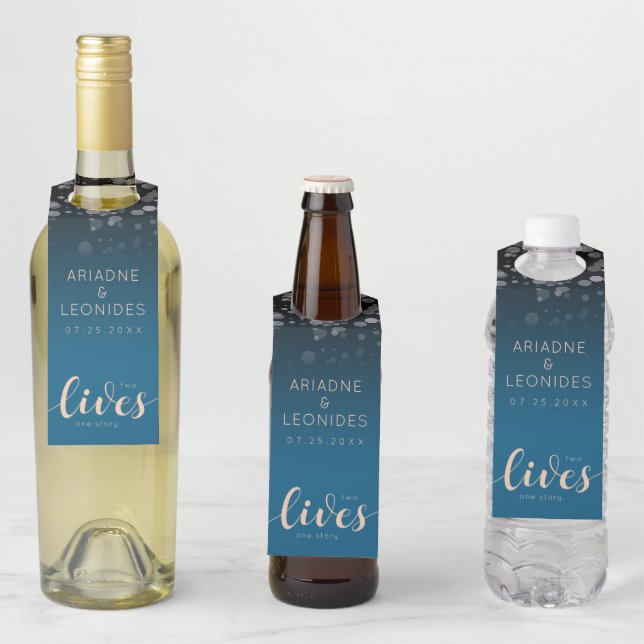 Colgador Para Botellas Elegante Peach Oceanic Blue Boda 2 Vive 1 Historia (In situ)