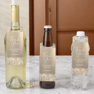 Colgador Para Botellas Elegante Purpurina simple de oro Boda Gracias