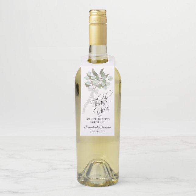 Colgador Para Botellas Elegante ramo de eucalipto acuarela boda (En botella)