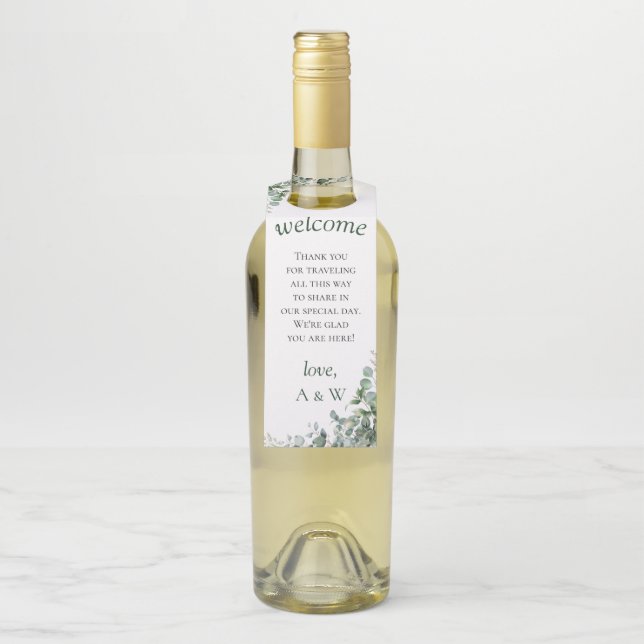 Colgador Para Botellas Elegante vegetación Eucalyptus deja Boda (En botella)