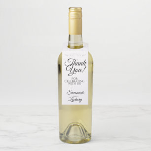 Colgador Para Botellas Elegante y simple Boda negro y blanco gracias