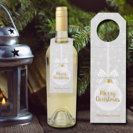 Colgador Para Botellas Elegantes Navidades de ornamentos blancos con copo