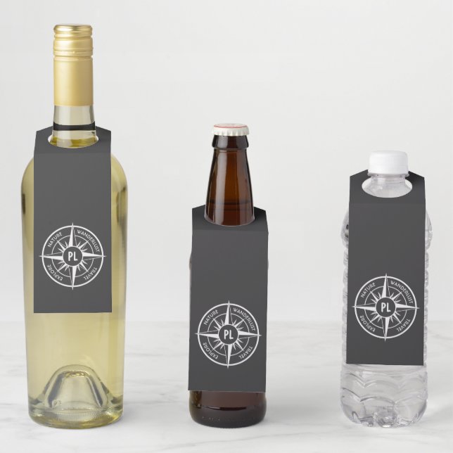 Colgador Para Botellas Emblema de la estrella de la brújula monograma bla (In situ)