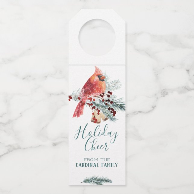 Colgador Para Botellas Escena invernal del cardenal rojo de alegría navid (Anverso)