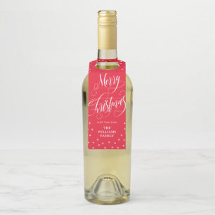 Colgador Para Botellas Estrellas diminutas Caligrafía remolinada Rojo Fel