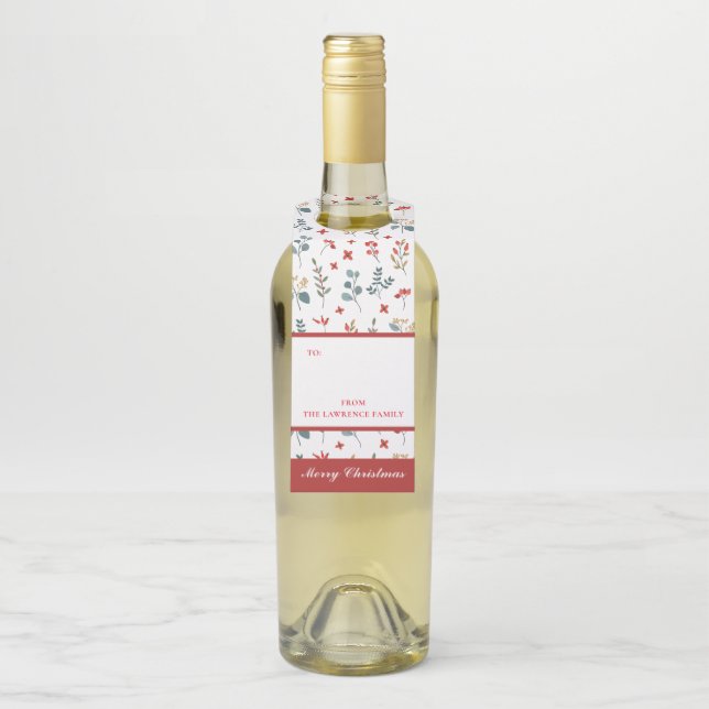 Colgador Para Botellas Eucalipto Botánico Bayas Floral Navidad (En botella)