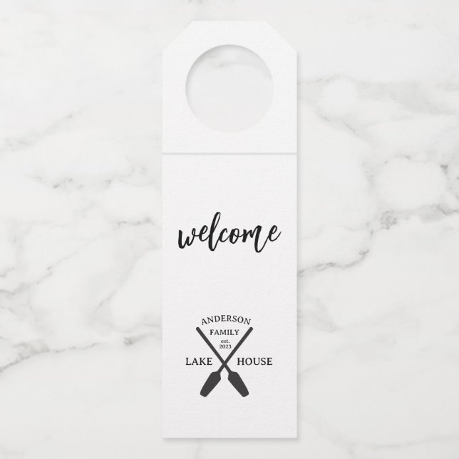Colgador Para Botellas Familia Personalizada Nombre Casa Lago (Anverso)