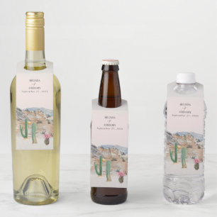 Colgador Para Botellas Favor de boda de cactus del desierto en acuarela B