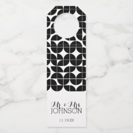Colgador Para Botellas Favor de boda Sr & Sra Patrón MCM negro y blanco