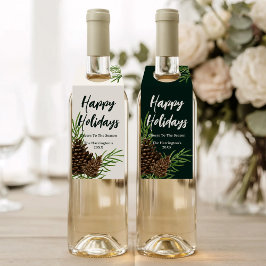 Colgador Para Botellas Felices Fiestas Acuarela Invierno Pine Ivory