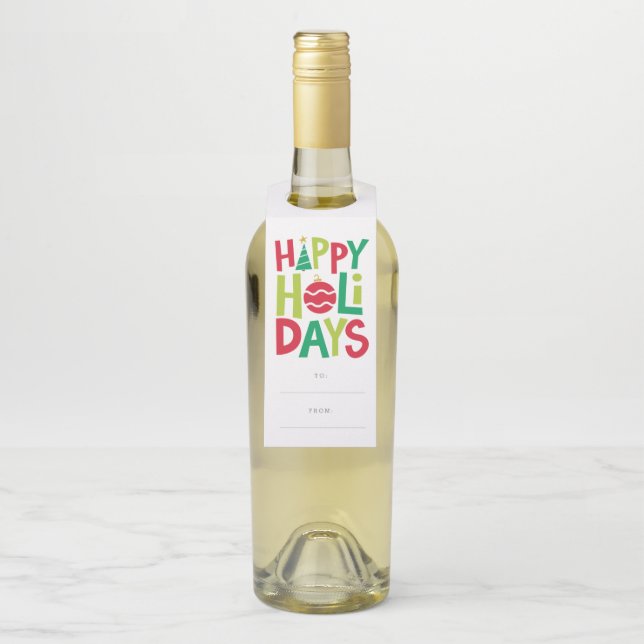 Colgador Para Botellas Felices fiestas colorido ilustrado (En botella)